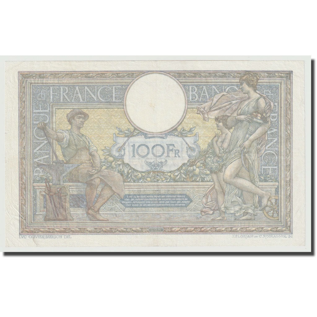France, 100 Francs, Luc Olivier Merson, 1919, 1919-07-22, AU(50-53)
