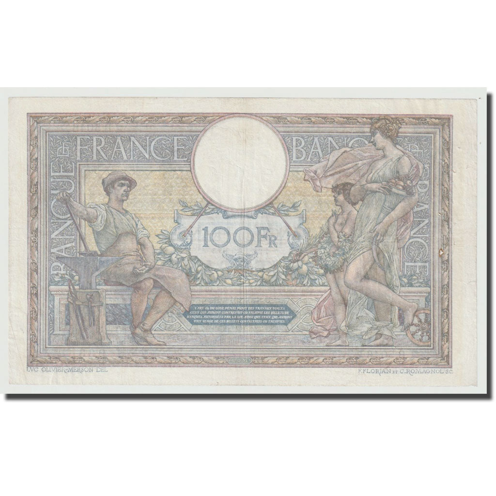 France, 100 Francs, Luc Olivier Merson, 1918, 1918-09-04, EF(40-45)