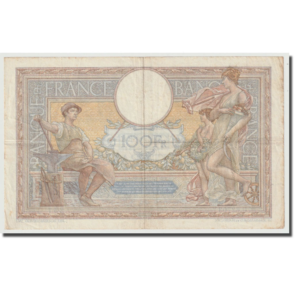 France, 100 Francs, Luc Olivier Merson, 1938, 1938-12-08, EF(40-45)