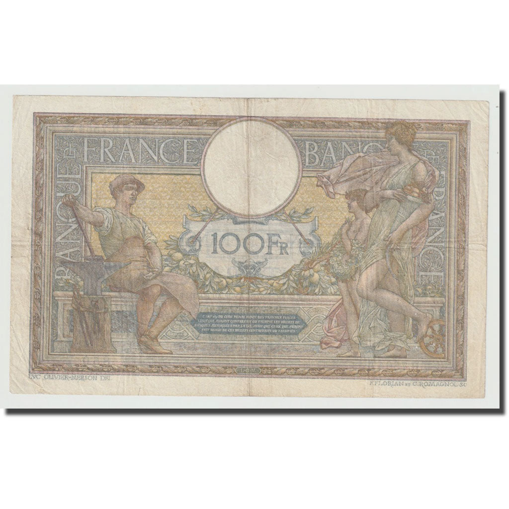 France, 100 Francs, Luc Olivier Merson, 1921, 1921-04-30, VF(30-35)