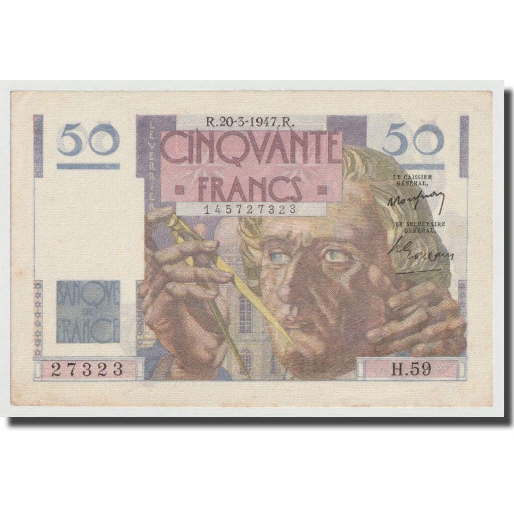 France, 50 Francs, Le Verrier, 1947, 1947-03-20, AU(50-53), Fayette:20.7