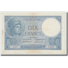 France, 10 Francs, Minerve, 1916, 1916-03-29, AU(50-53), Fayette:6.1, KM:73a