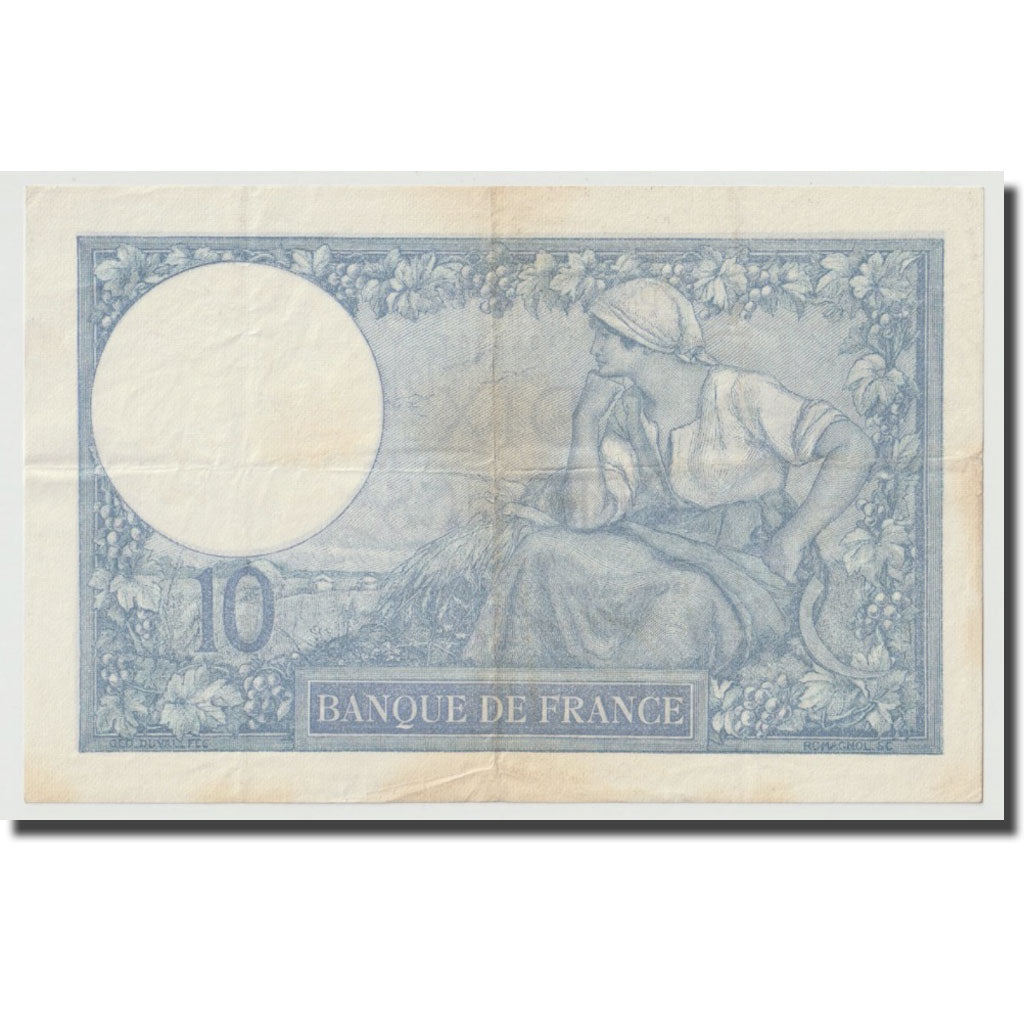 France, 10 Francs, Minerve, 1916, 1916-03-29, AU(50-53), Fayette:6.1, KM:73a