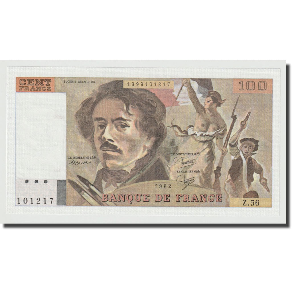 Frankreich, 100 Francs, Delacroix, 1982, UNZ, Fayette:69.6, KM:154b