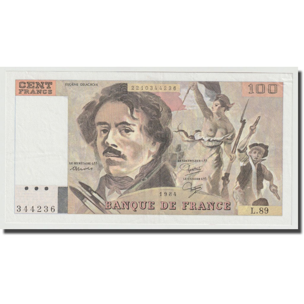 Frankreich, 100 Francs, Delacroix, 1984, UNZ, Fayette:69.8b), KM:154b