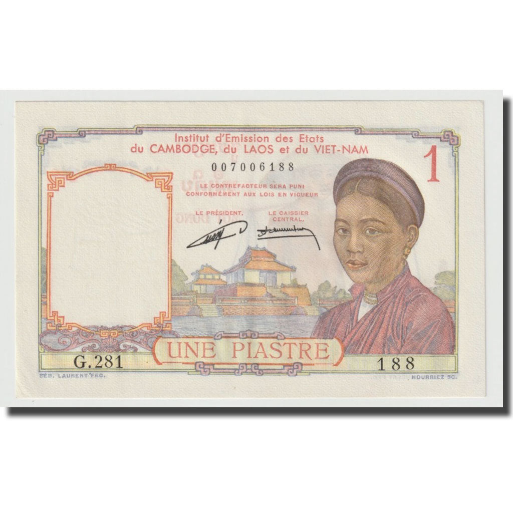 Billet, FRENCH INDO-CHINA, 1 Piastre, Undated (1953), KM:92, NEUF