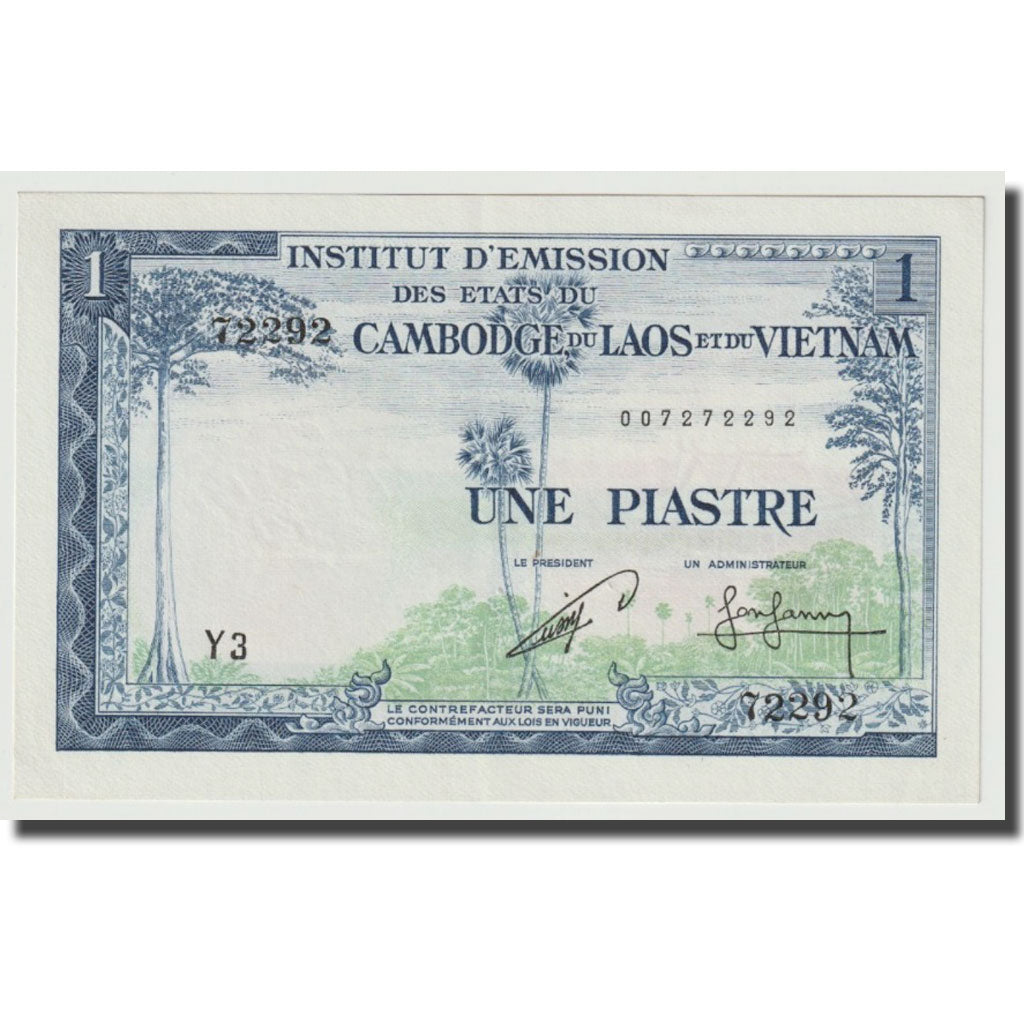 Geldschein, FRENCH INDO-CHINA, 1 Piastre = 1 Kip, Undated (1954), KM:100, UNZ