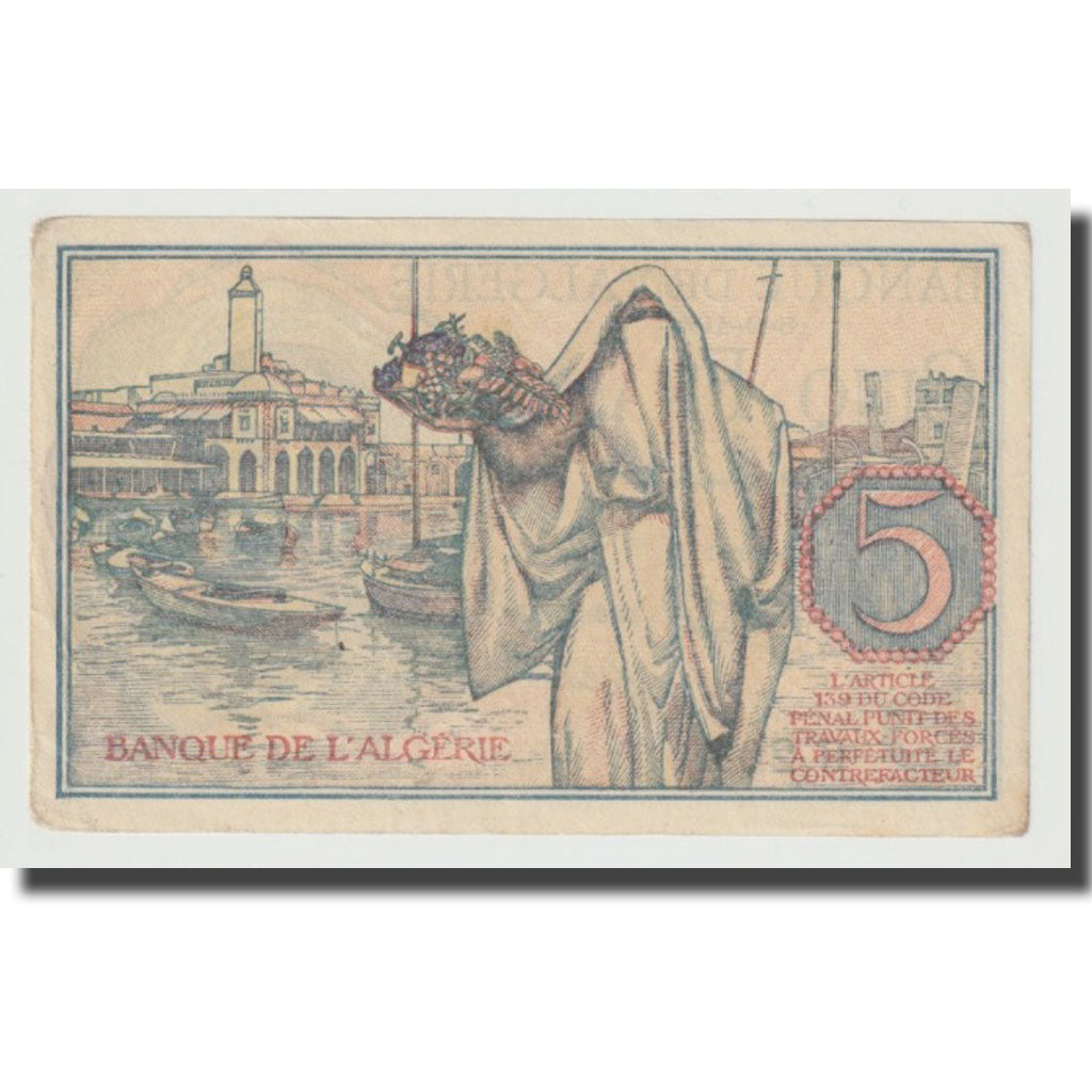 Banknote, Algeria, 5 Francs, 1944, 1944-02-08, KM:94a, AU(55-58)