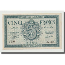 Banknote, Algeria, 5 Francs, 1942, 1942-11-16, KM:91, UNC(63)