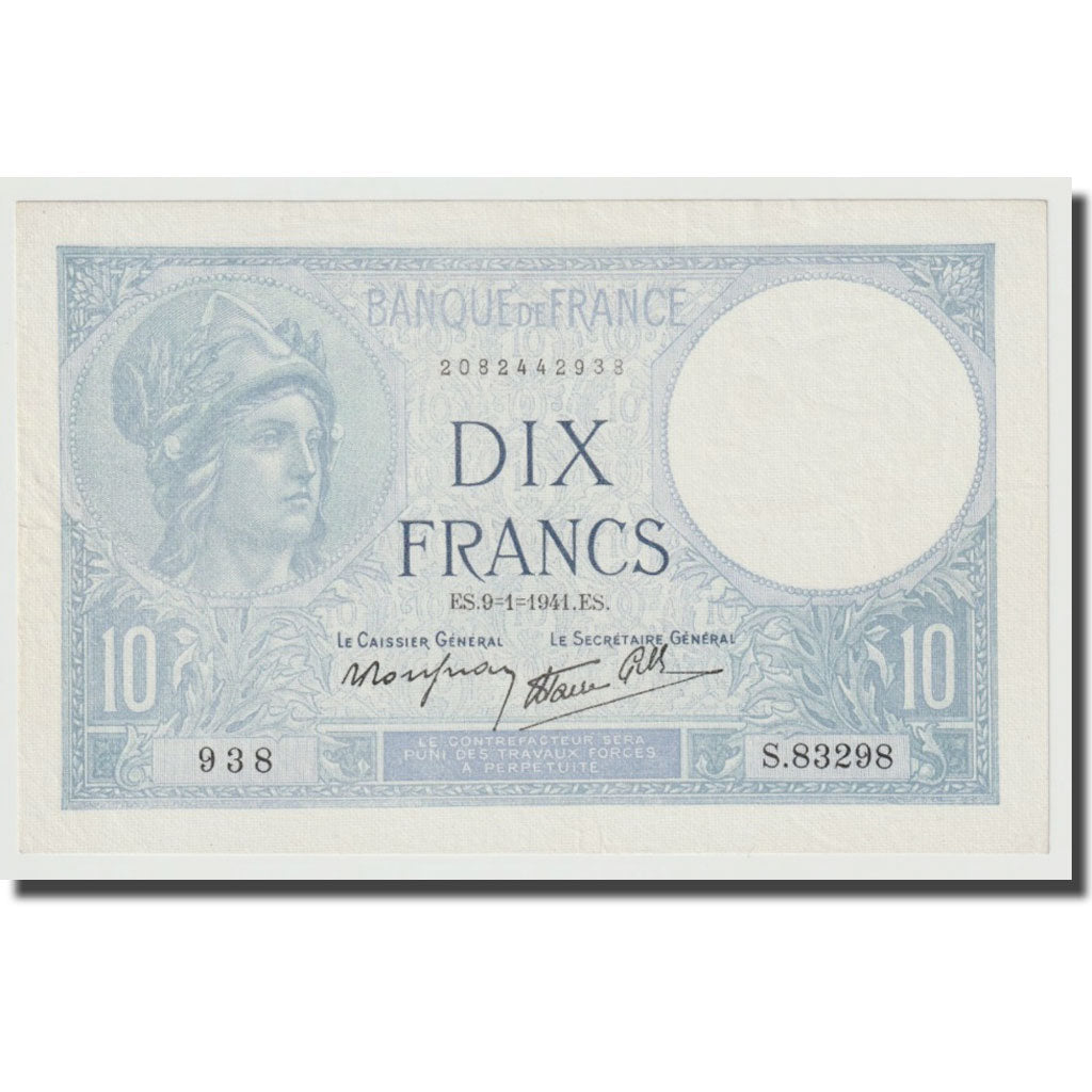 Frankreich, 10 Francs, Minerve, 1941, 1941-01-09, UNZ, Fayette:7.27, KM:84