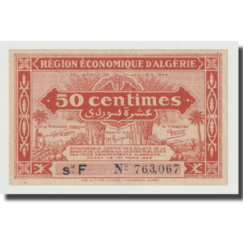 Banknote, Algeria, 50 Centimes, 1944, 1944-01-31, KM:100, UNC(63)