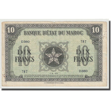 Banknot, Maroko, 10 Francs, 1943, 1943-05-01, KM:25a, VF(20-25)