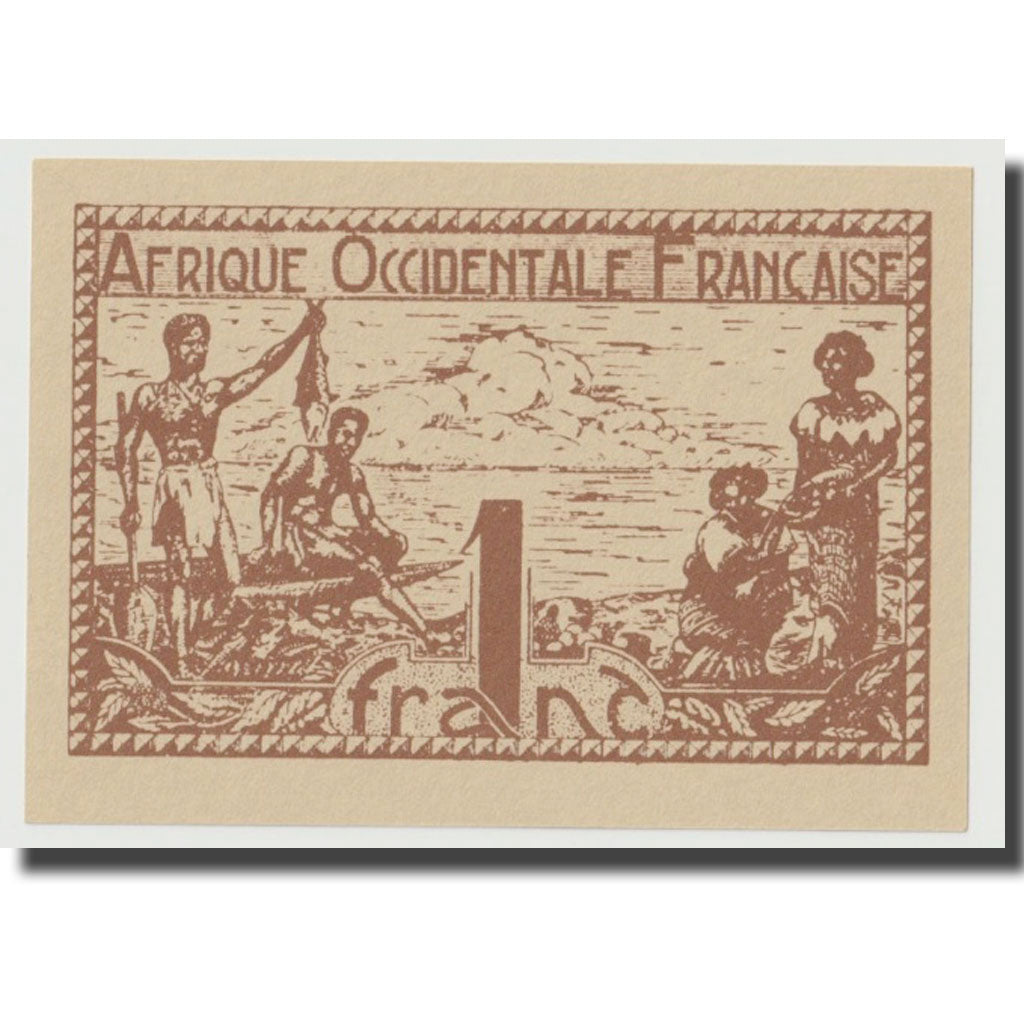 Billet, French West Africa, 1 Franc, Undated (1944), KM:34b, NEUF