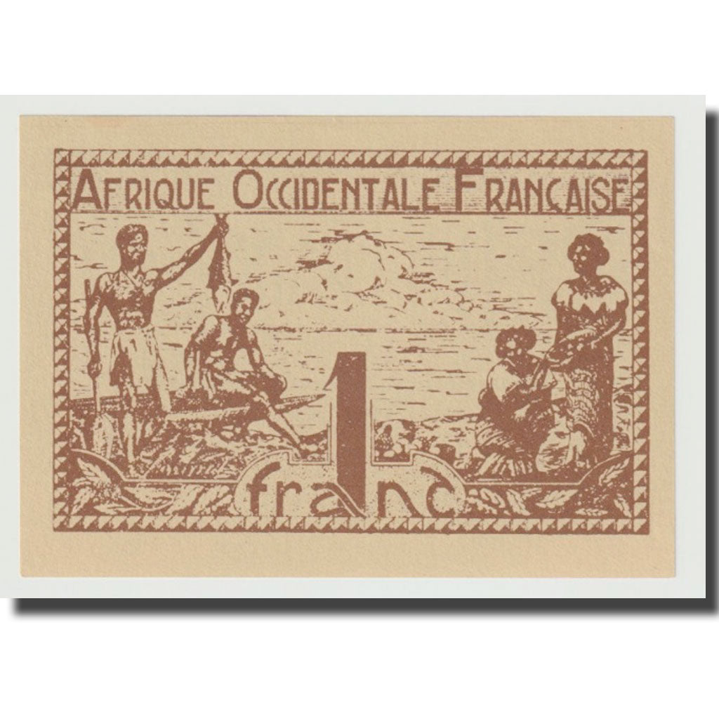 Banknote, French West Africa, 1 Franc, Undated (1944), KM:34b, UNC(65-70)