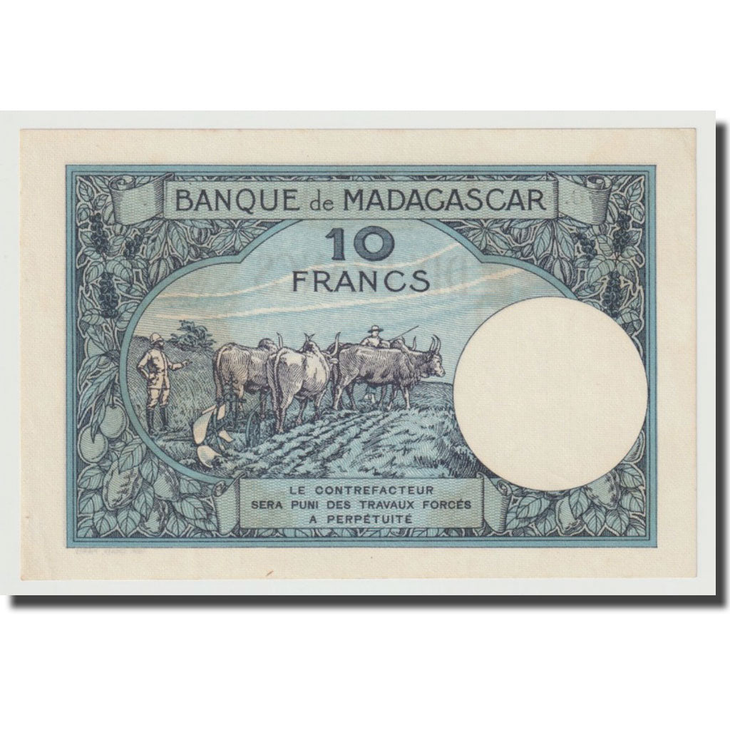 Banknote, Madagascar, 10 Francs, Undated (1937-47), KM:36, UNC(65-70)