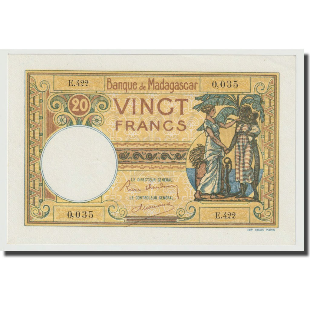 Billet, Madagascar, 20 Francs, Undated (1937-47), KM:37, NEUF