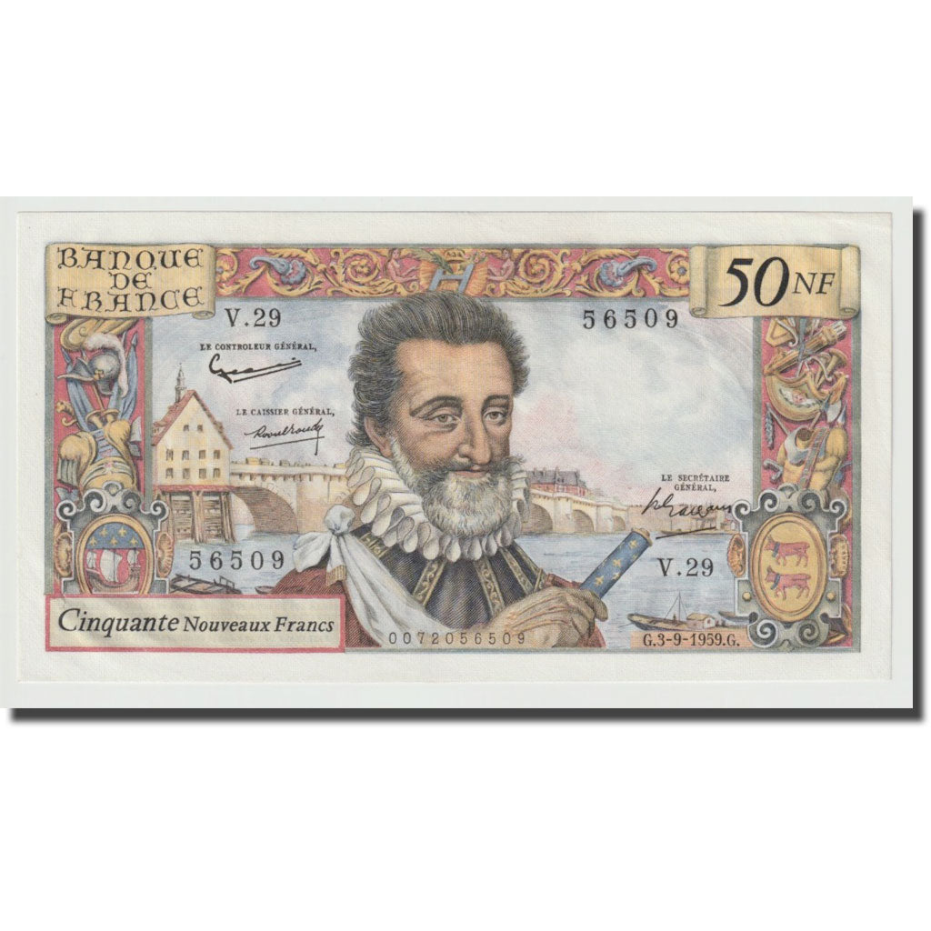 Francia, 50 Nouveaux Francs, Henri IV, 1959, 1959-09-03, SC, Fayette:58.3