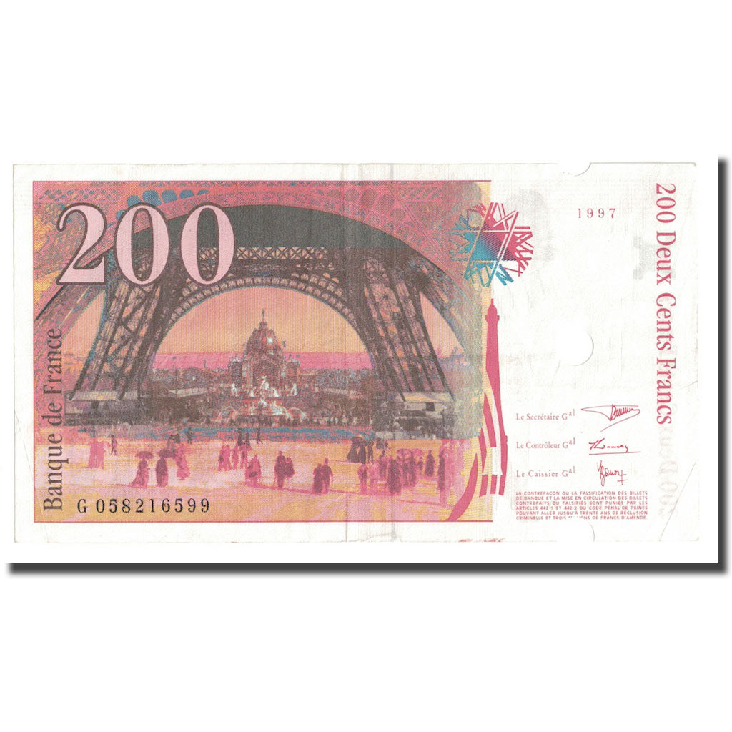 France, 200 Francs, Eiffel, 1997, VF(30-35), Fayette:75.4b, KM:159b