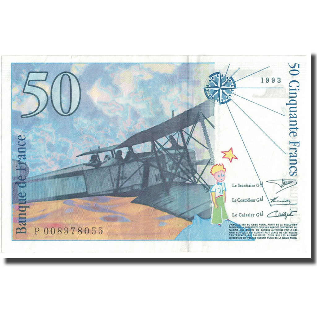 France, 50 Francs, St Exupéry, 1993, UNC(64), Fayette:72.2, KM:157b