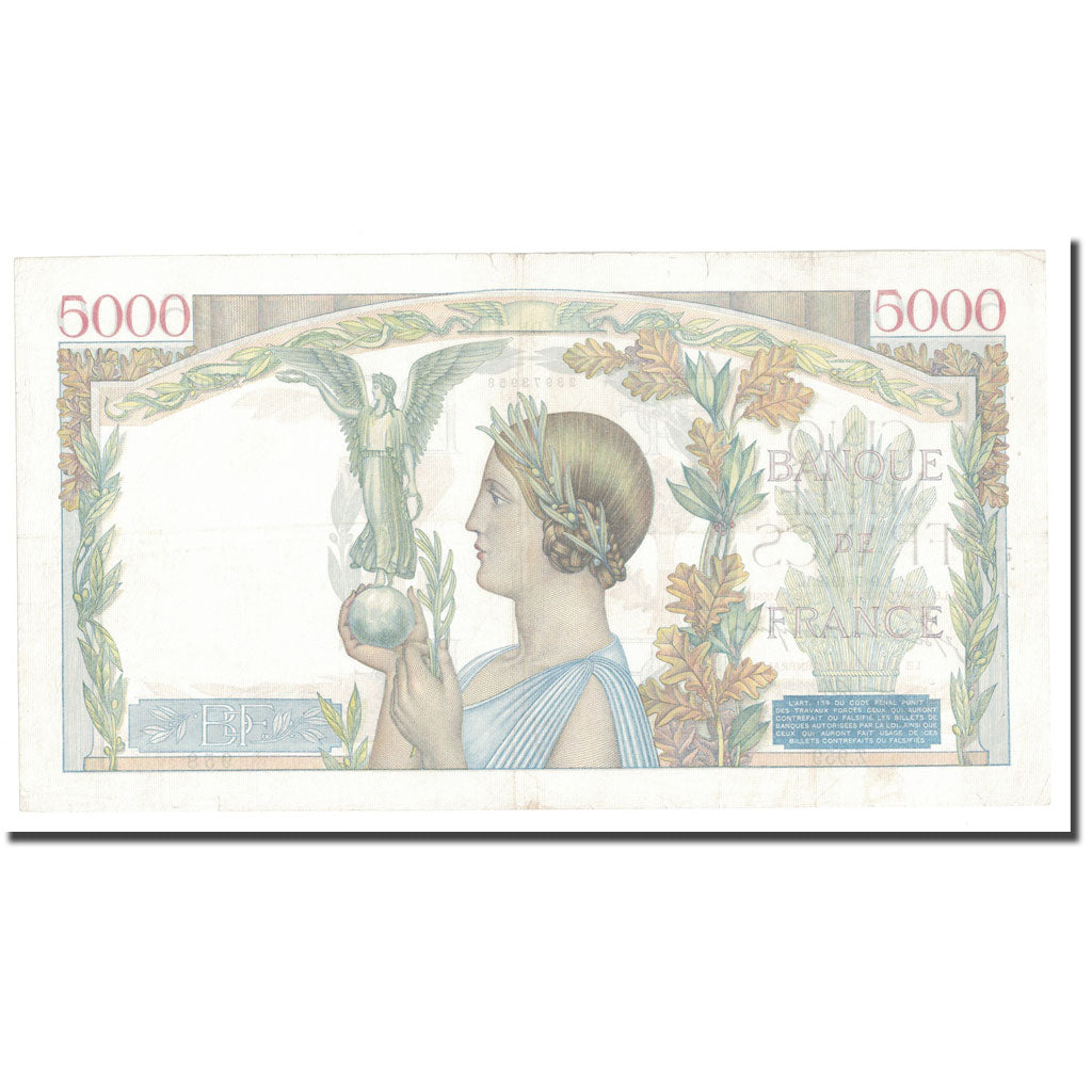 France, 5000 Francs, Victoire, 1942, 1942-07-09, AU(55-58), Fayette:46.38
