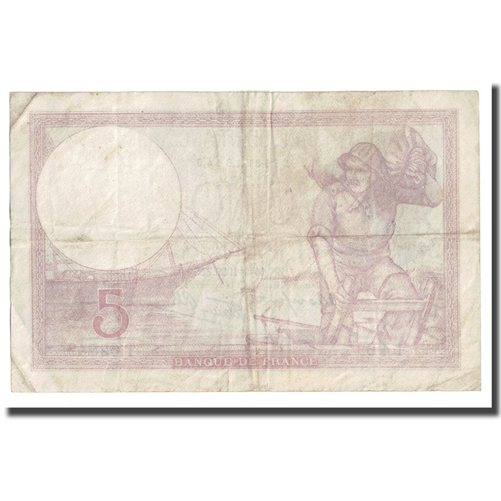 France, 5 Francs, Violet, 1939, 1939-09-14, VF(30-35), Fayette:4.8, KM:83