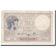 Francia, 5 Francs, Violet, 1940, 1940-12-05, MB+, Fayette:4.16, KM:83