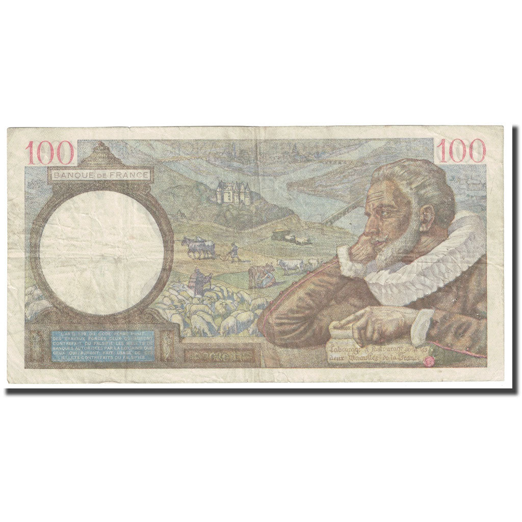 France, 100 Francs, Sully, 1940, 1940-08-08, AU(50-53), Fayette:26.35, KM:94