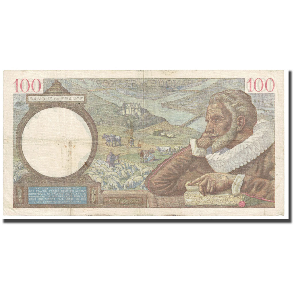 France, 100 Francs, Sully, 1941, 1941-05-21, EF(40-45), Fayette:26.52, KM:94