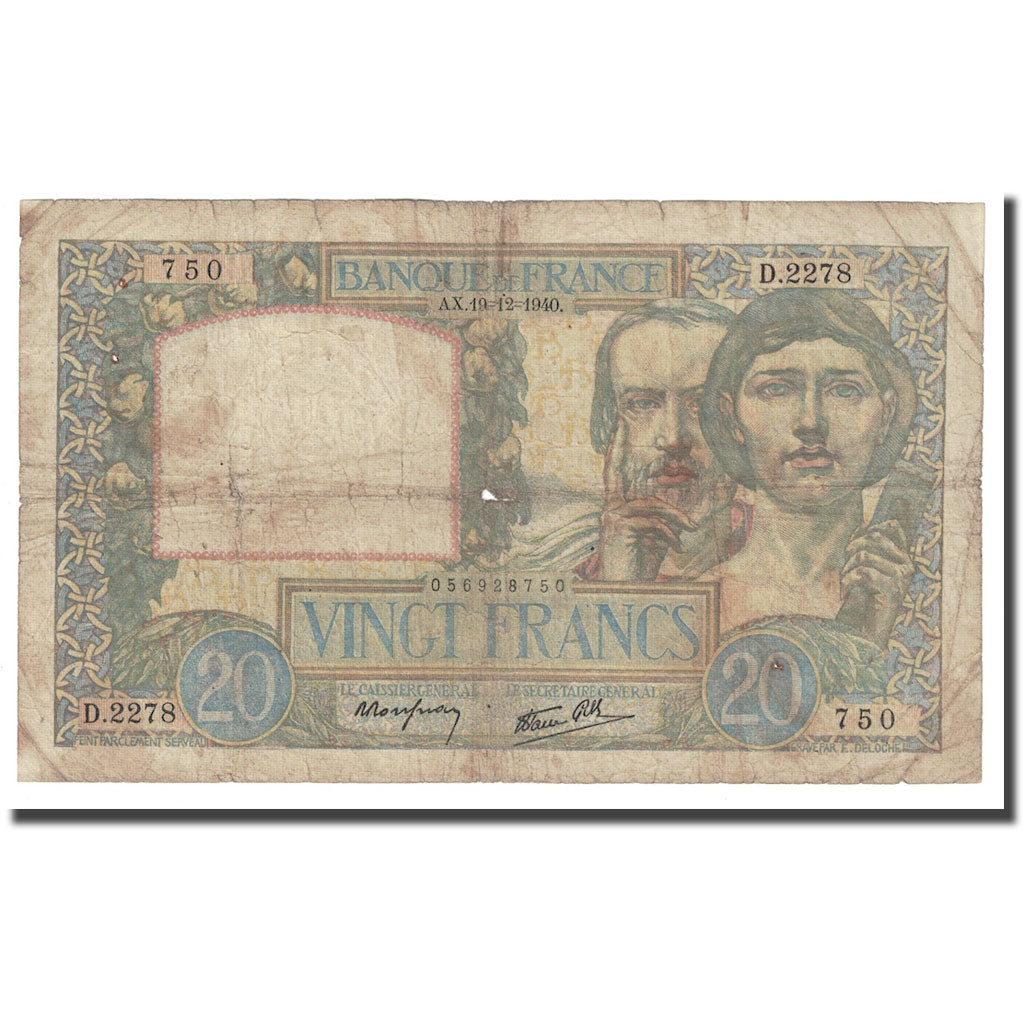 France, 20 Francs, Science et Travail, 1940, 1940-12-19, F(12-15)