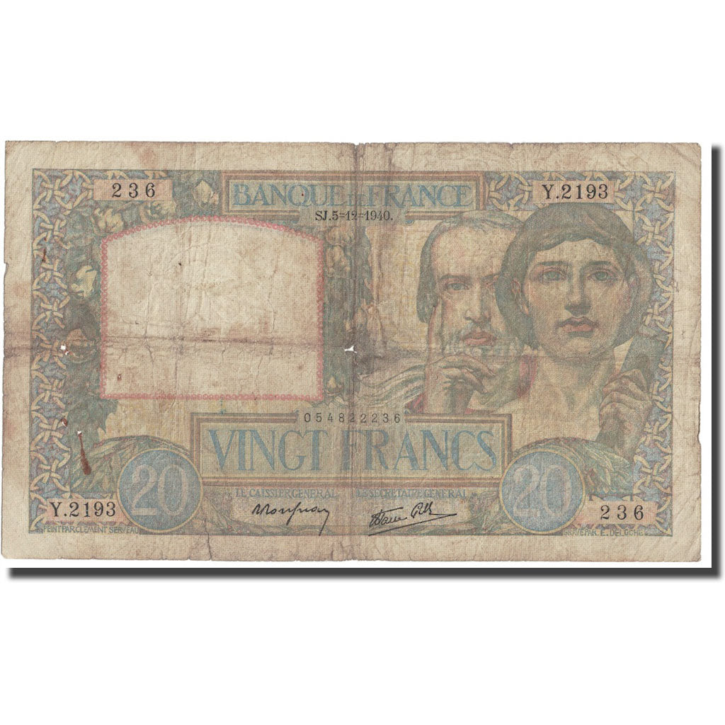France, 20 Francs, Science et Travail, 1940, 1940-12-05, F(12-15)