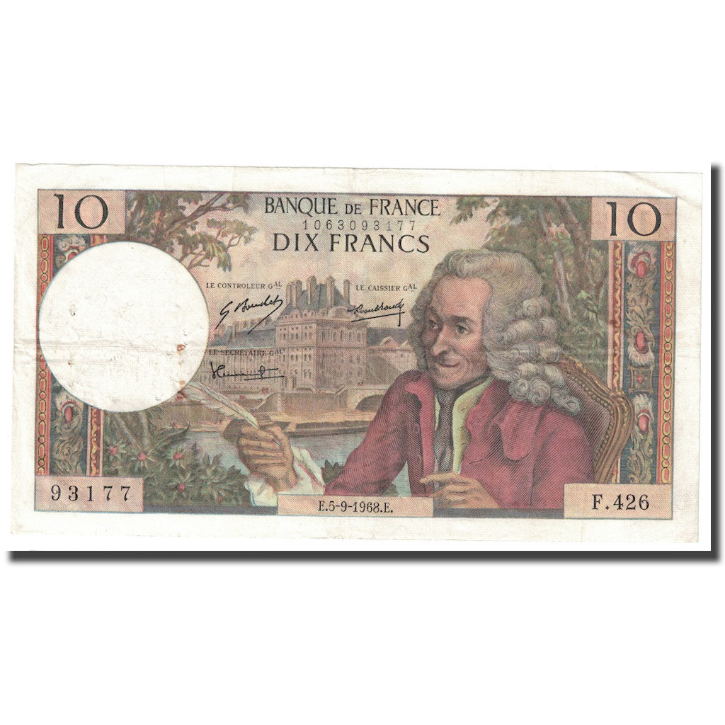 Francia, 10 Francs, Voltaire, 1968, 1968-09-05, BB, Fayette:62.34, KM:147c