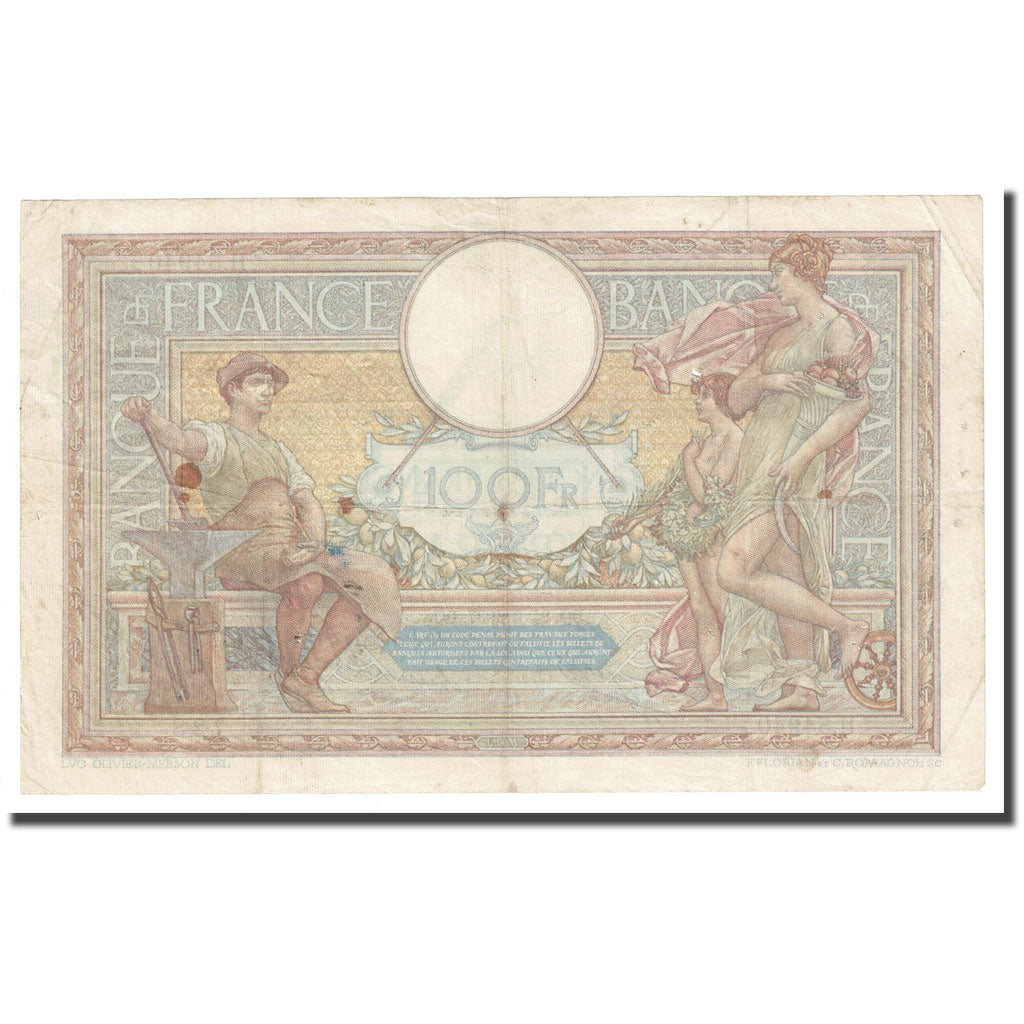 France, 100 Francs, Luc Olivier Merson, 1937, 1937-06-24, VF(30-35)