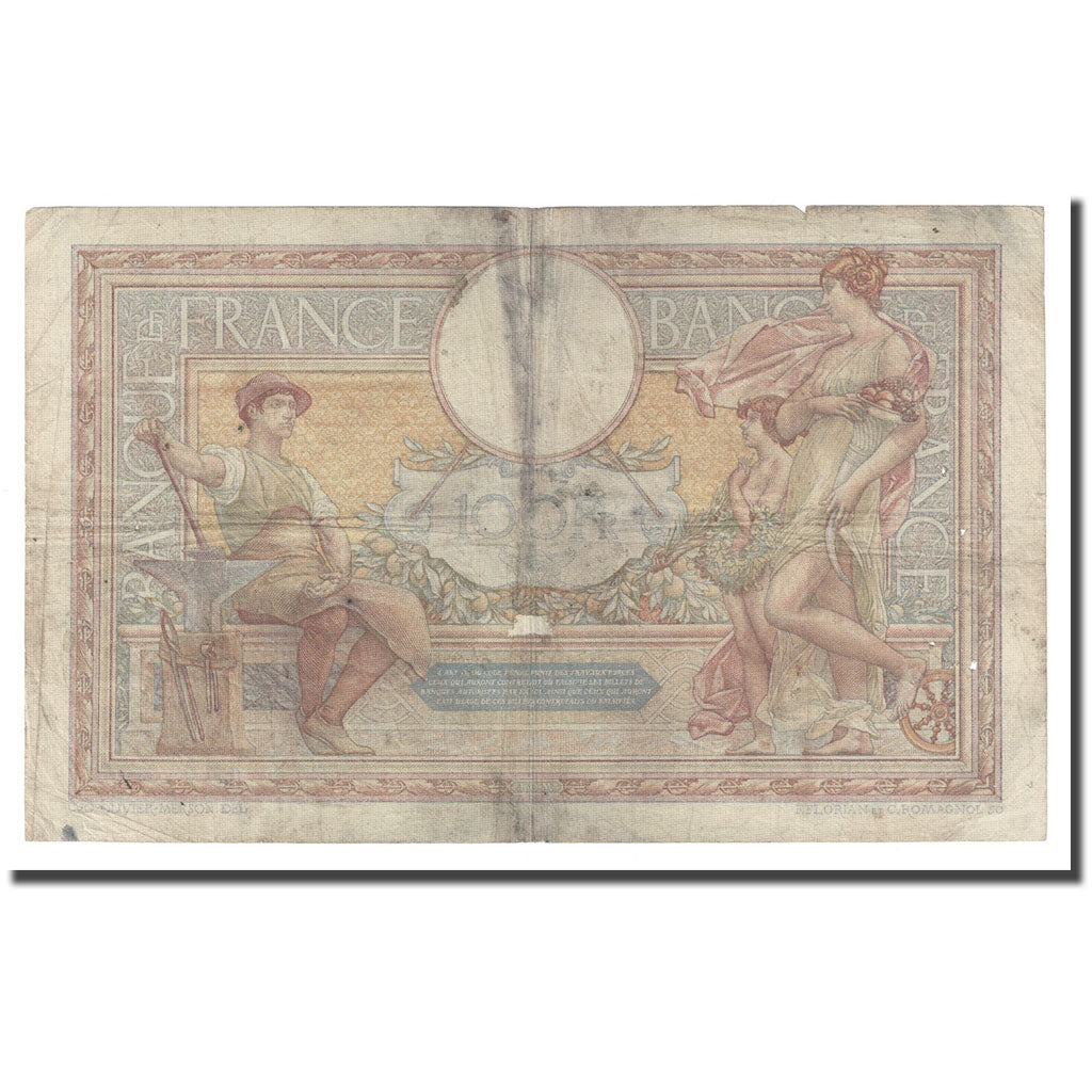 França, 100 Francs, Luc Olivier Merson, 1928, 1928-10-11, VF(20-25)