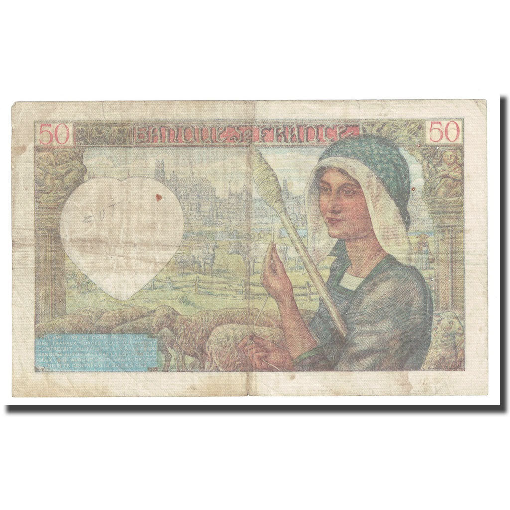 France, 50 Francs, Jacques Coeur, 1941, 1941-05-15, VF(20-25), Fayette:19.11
