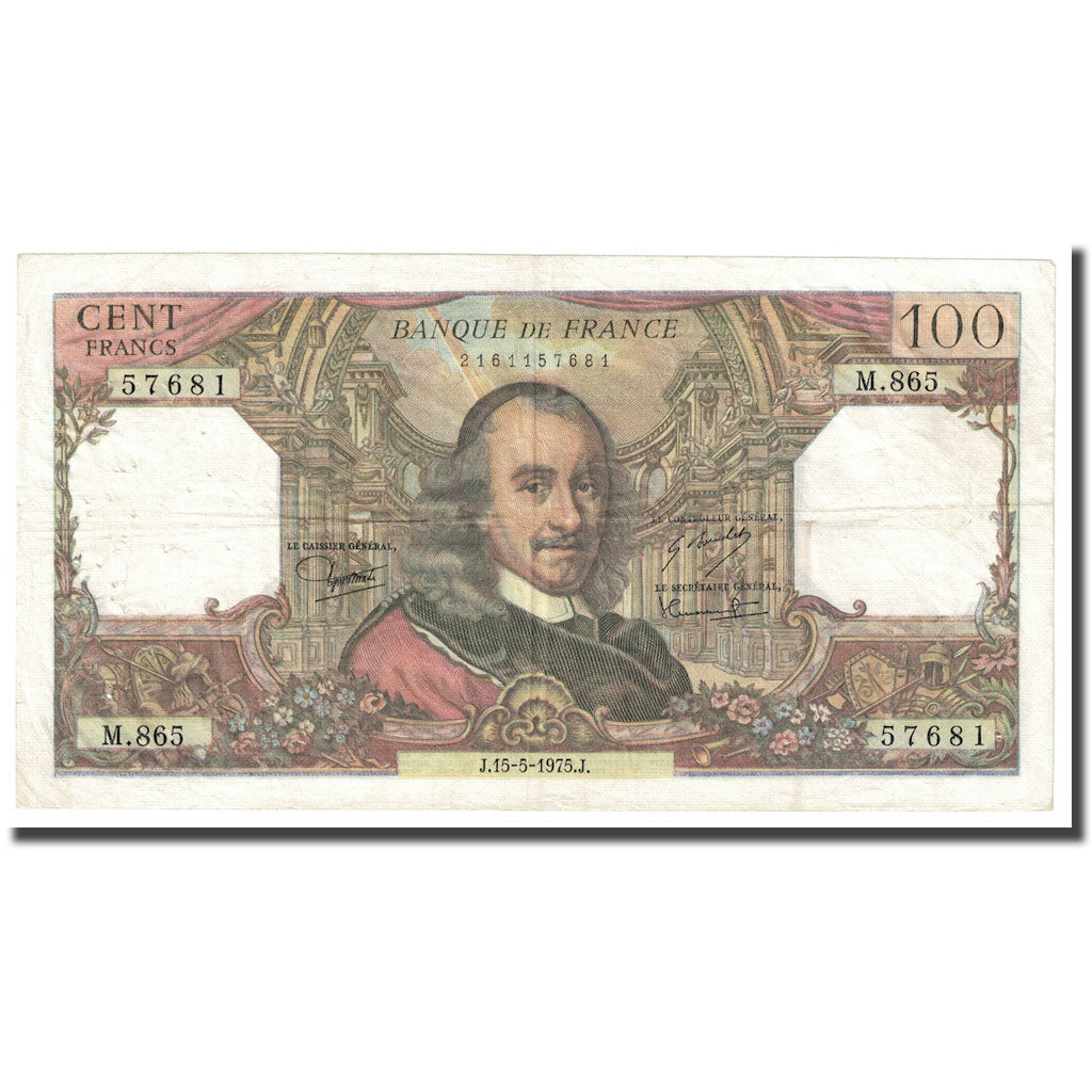 França, 100 Francs, Corneille, 1975, 1975-05-15, EF(40-45), Fayette:65.49
