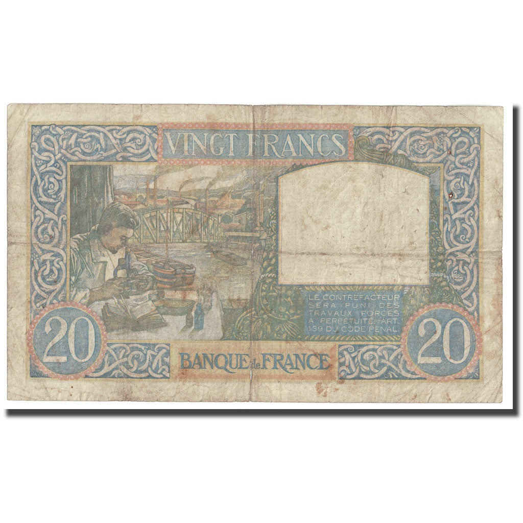 France, 20 Francs, Science et Travail, 1941, 1941-05-08, VG(8-10)