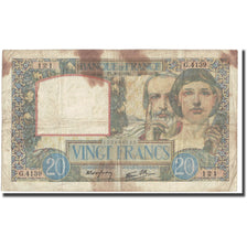 France, 20 Francs, Science et Travail, 1941, 1941-05-08, VG(8-10)