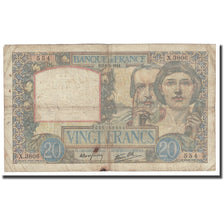France, 20 Francs, Science et Travail, 1941, 1941-05-08, VG(8-10)