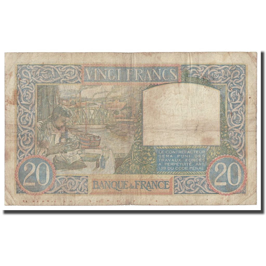 France, 20 Francs, Science et Travail, 1941, 1941-02-20, VG(8-10)