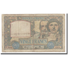 France, 20 Francs, Science et Travail, 1941, 1941-05-08, VG(8-10)