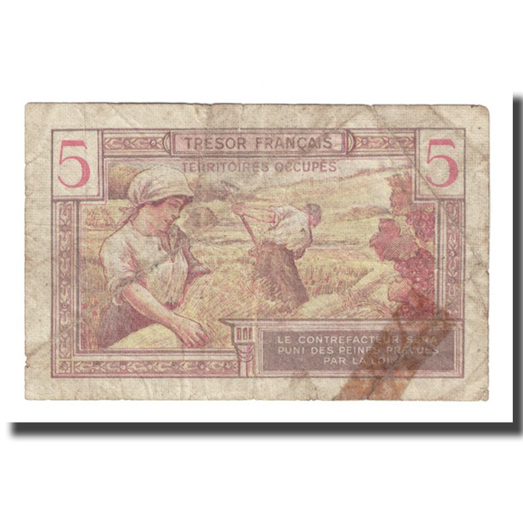 Frankreich, 5 Francs, 1947 French Treasury, 1947, S, Fayette:VF29.1, KM:M6a