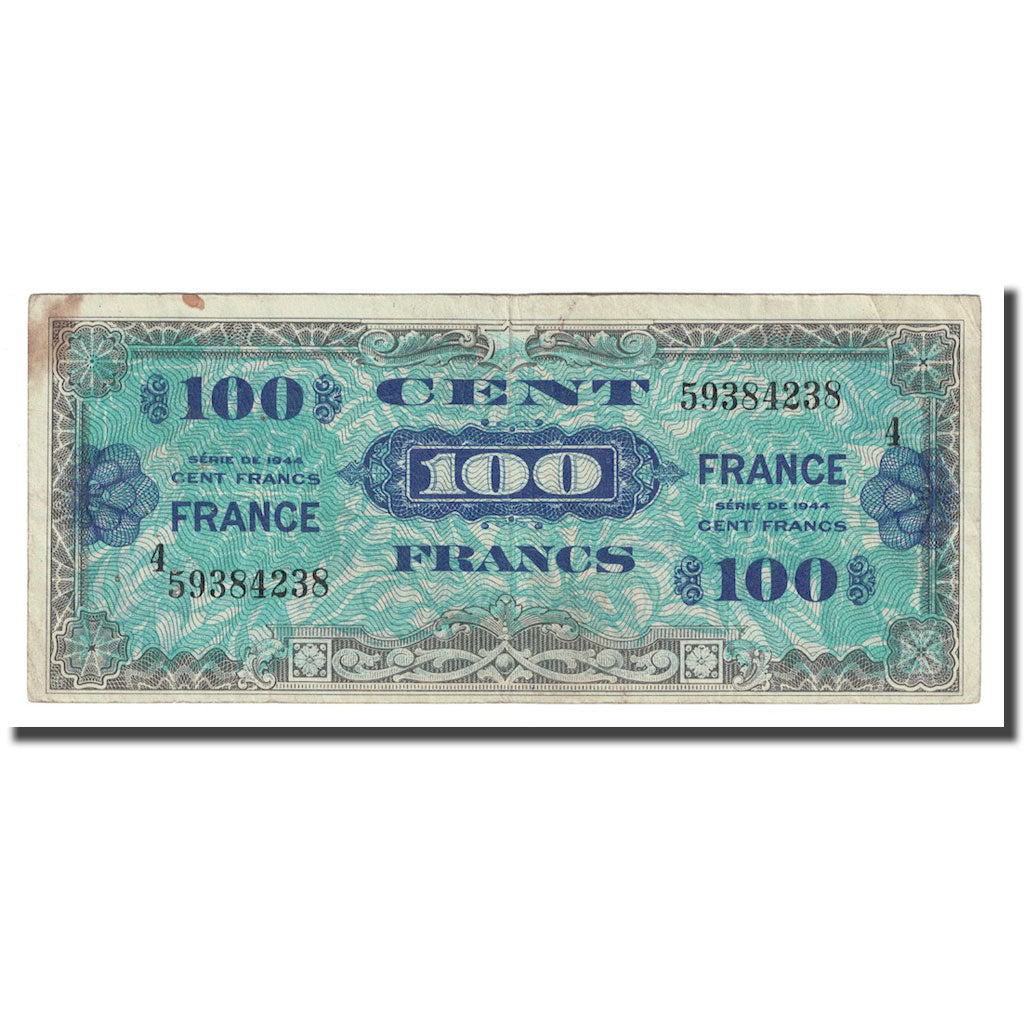 França, 100 Francs, 1947 French Treasury, 1945, VF(30-35), Fayette:VF25.4