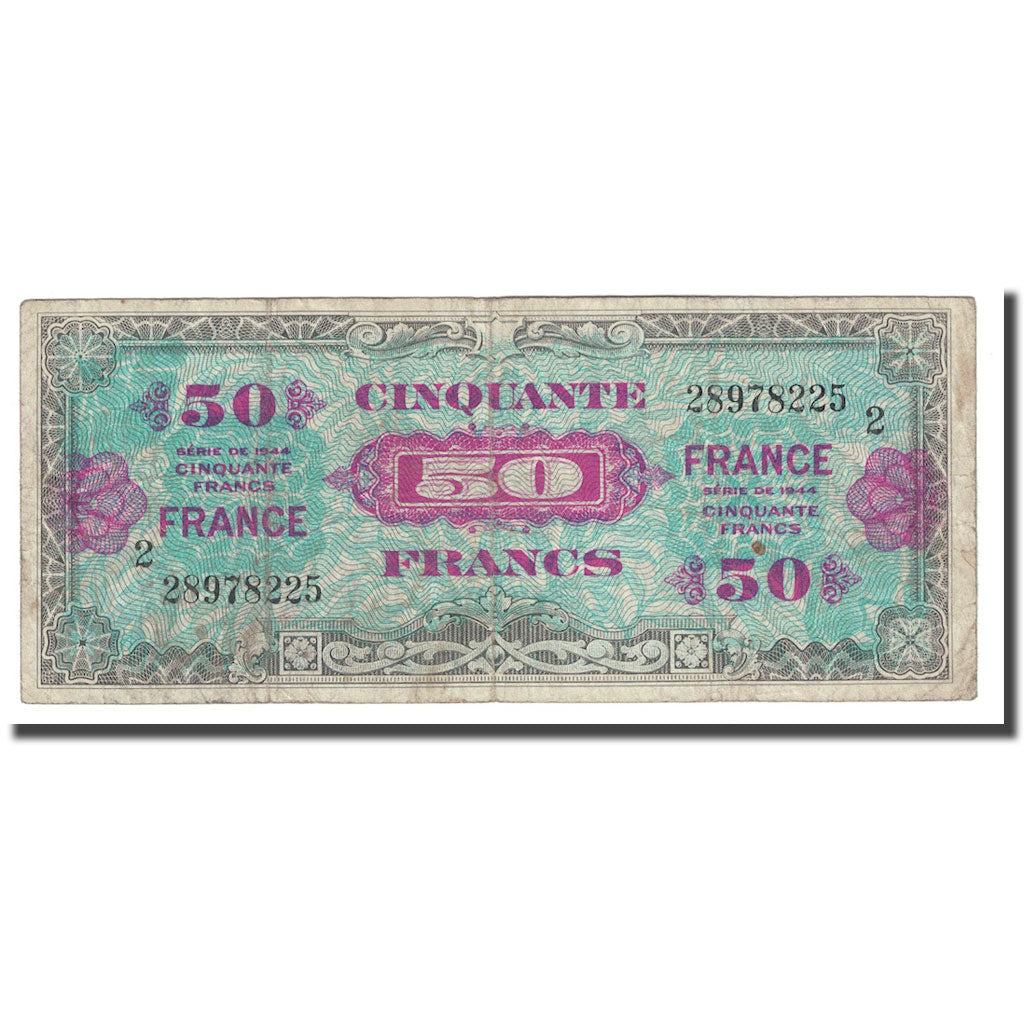 Francia, 50 Francs, Flag/France, 1944, 1944, MB+, Fayette:VF24.2, KM:122a