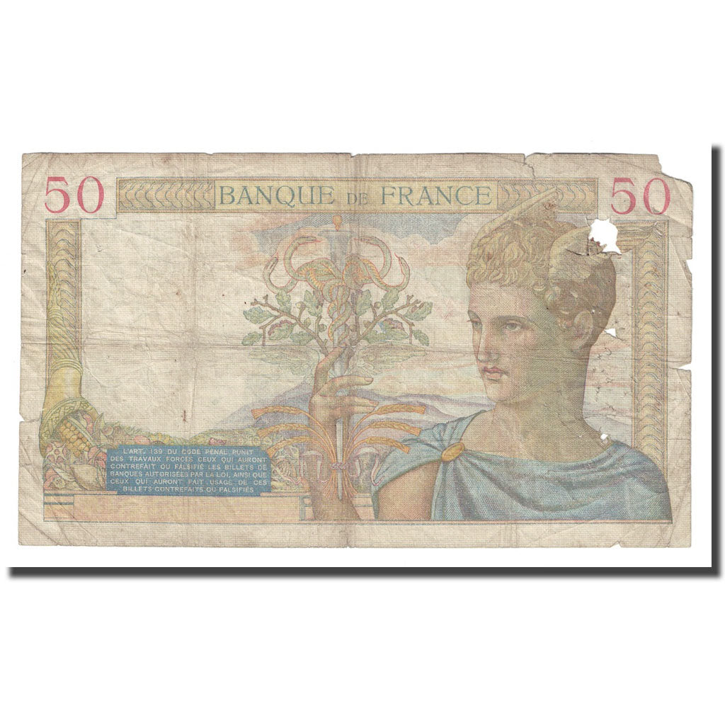 Francia, 50 Francs, Cérès, 1937, 1937-02-25, D, Fayette:17.35, KM:81