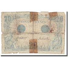 France, 20 Francs, Bleu, 1912, 1912-09-02, AG(1-3), Fayette:10.2, KM:68b