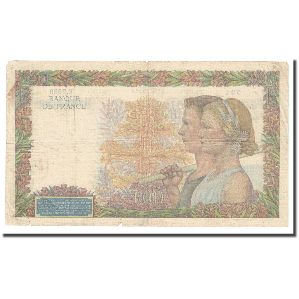 France, 500 Francs, La Paix, 1942, 1942-10-01, TTB, Fayette:32.41, KM:95b