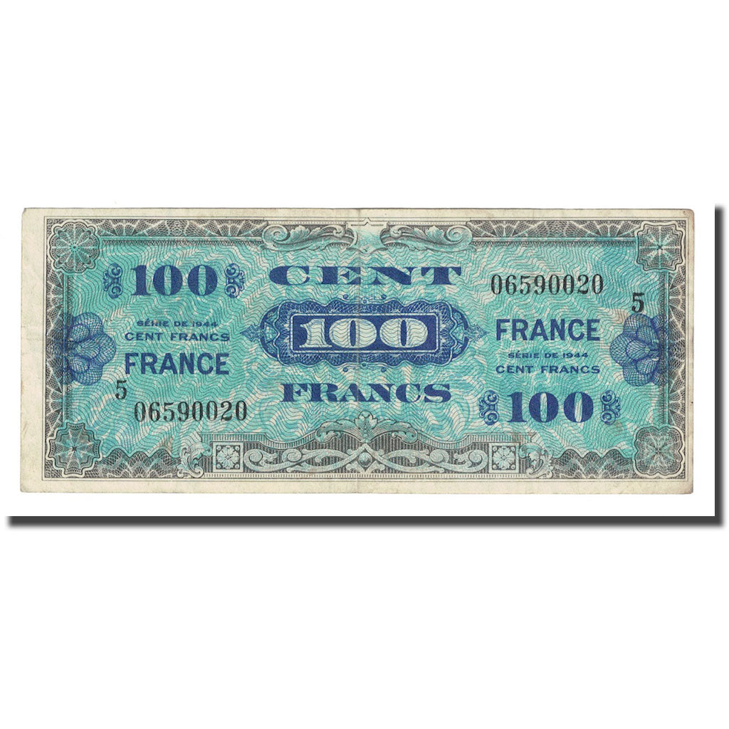 France, 100 Francs, Flag/France, 1945, EF(40-45), Fayette:VF25.5, KM:123c
