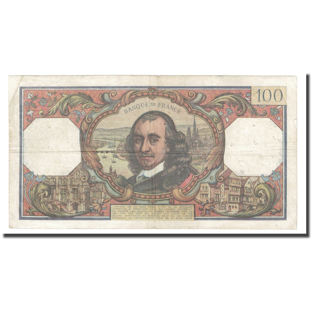 França, 100 Francs, Corneille, 1966, 1966-10-06, EF(40-45), Fayette:65.15