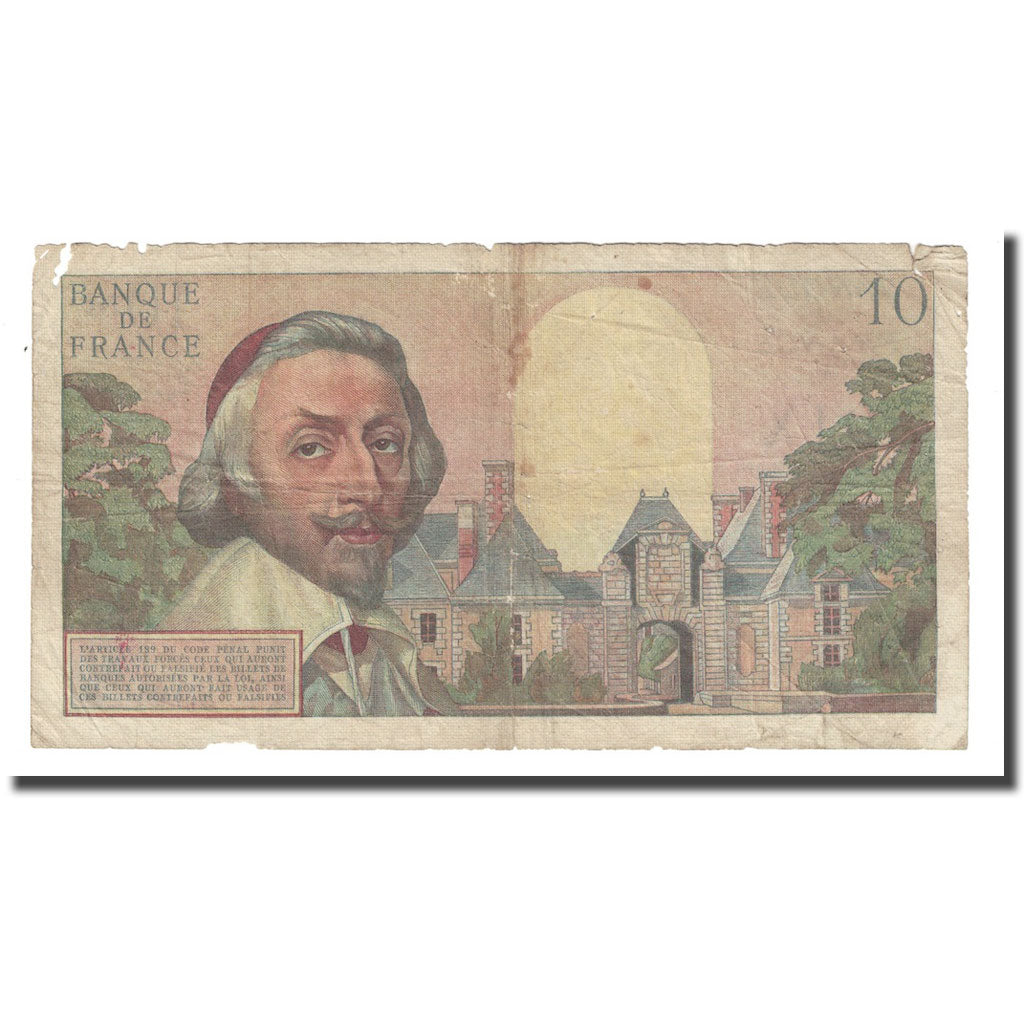 France, 10 Nouveaux Francs, Richelieu, 1960, 1960-06-02, VG(8-10), Fayette:57.8