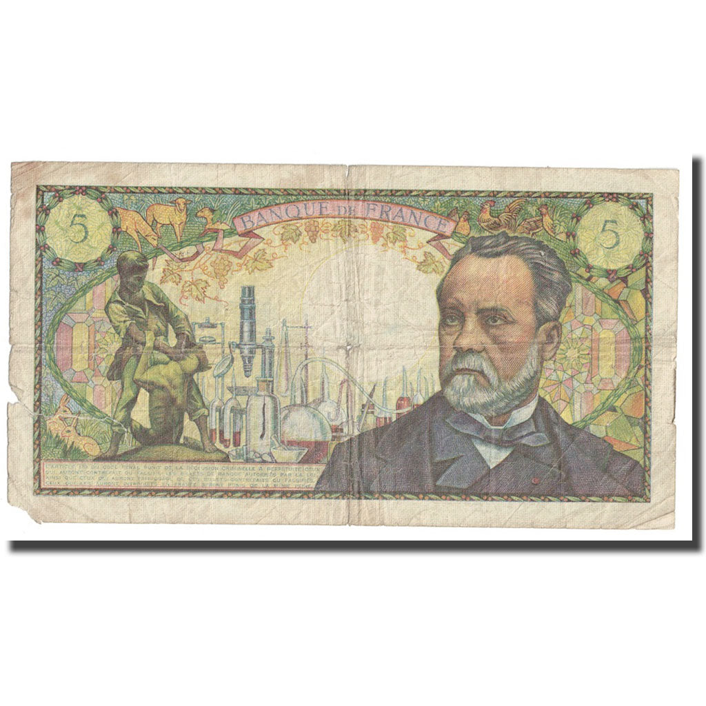 France, 5 Francs, Pasteur, 1966, 1966-07-07, F(12-15), Fayette:61.2, KM:146a